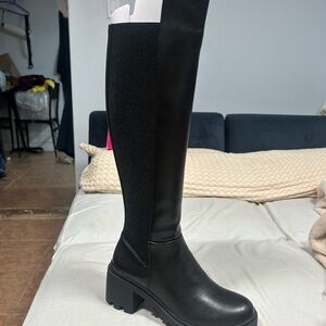 JustFab Black Over the Knee Boots